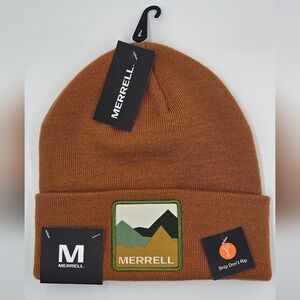 Merrell Logo Mountain Beanie Hat Burnt Orange New